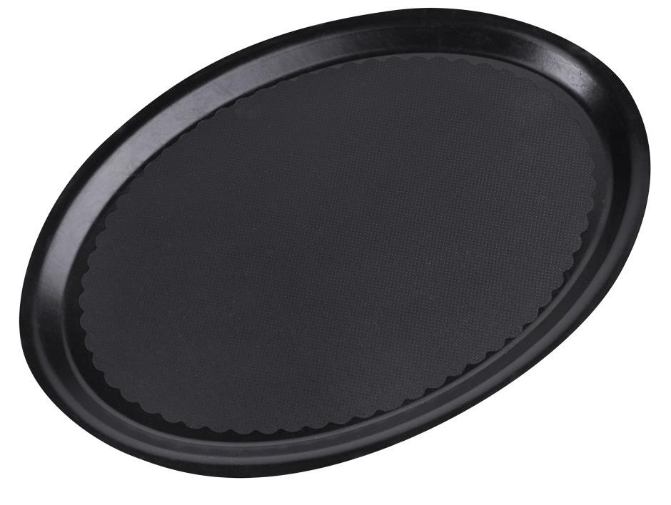 Tablett oval - Glasfaser Polyester - Länge 29,0 cm - Breite 21,0 cm - schwarz rutschfest