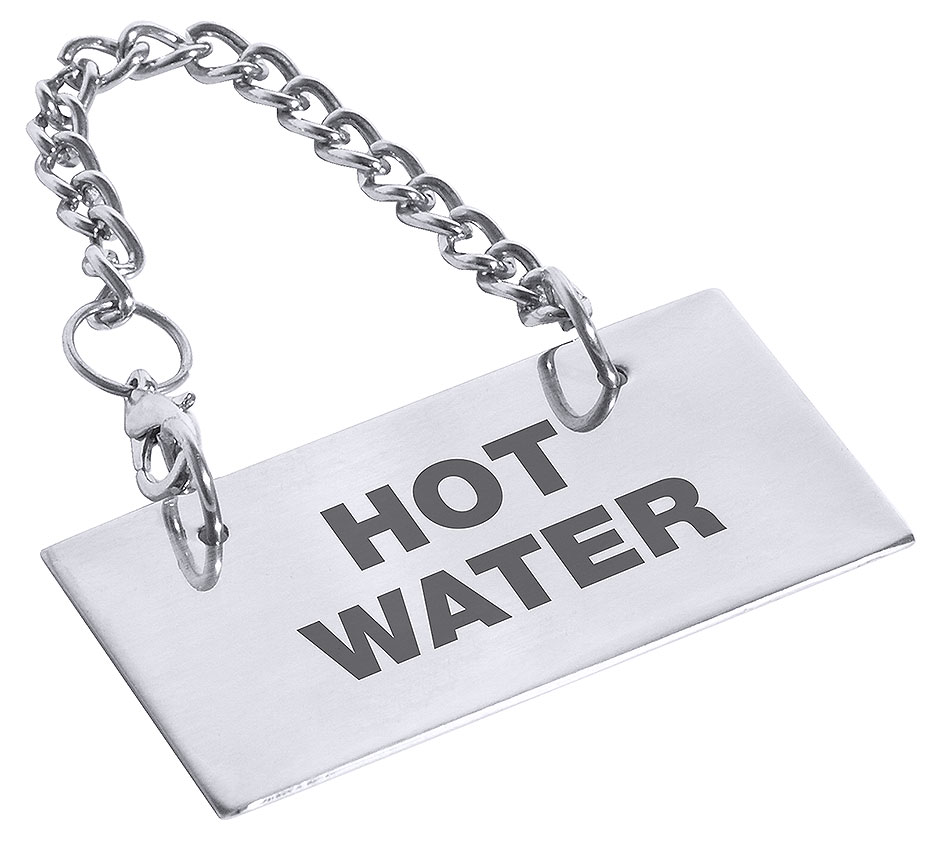 Schild für Kannen: HOT WATER