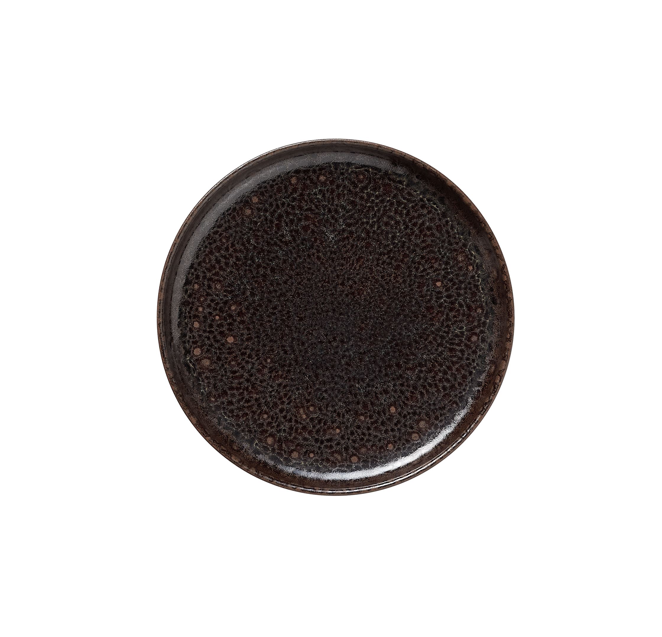 ROCKZZERO® Teller, flach, Ø 17,5 cm, Set á 6 Stück, metallic brown, Steinzeug