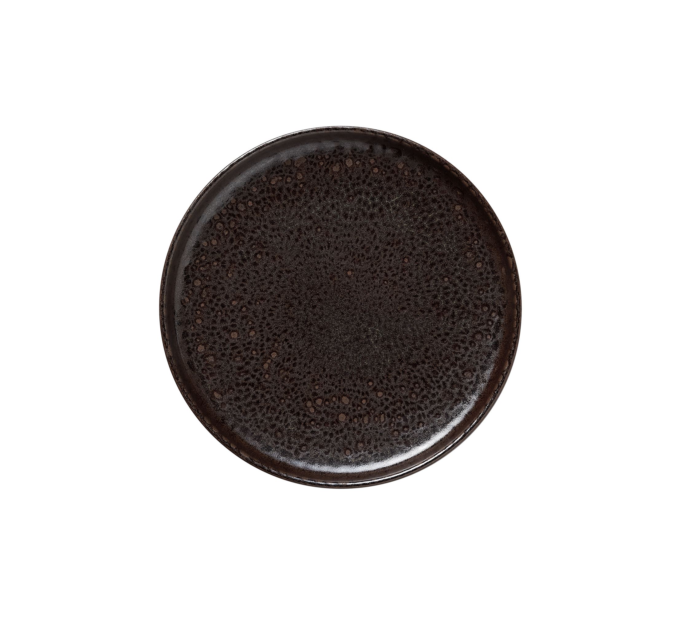 ROCKZZERO® Teller, flach, Ø 22 cm, Serie metallic brown, Steinzeug