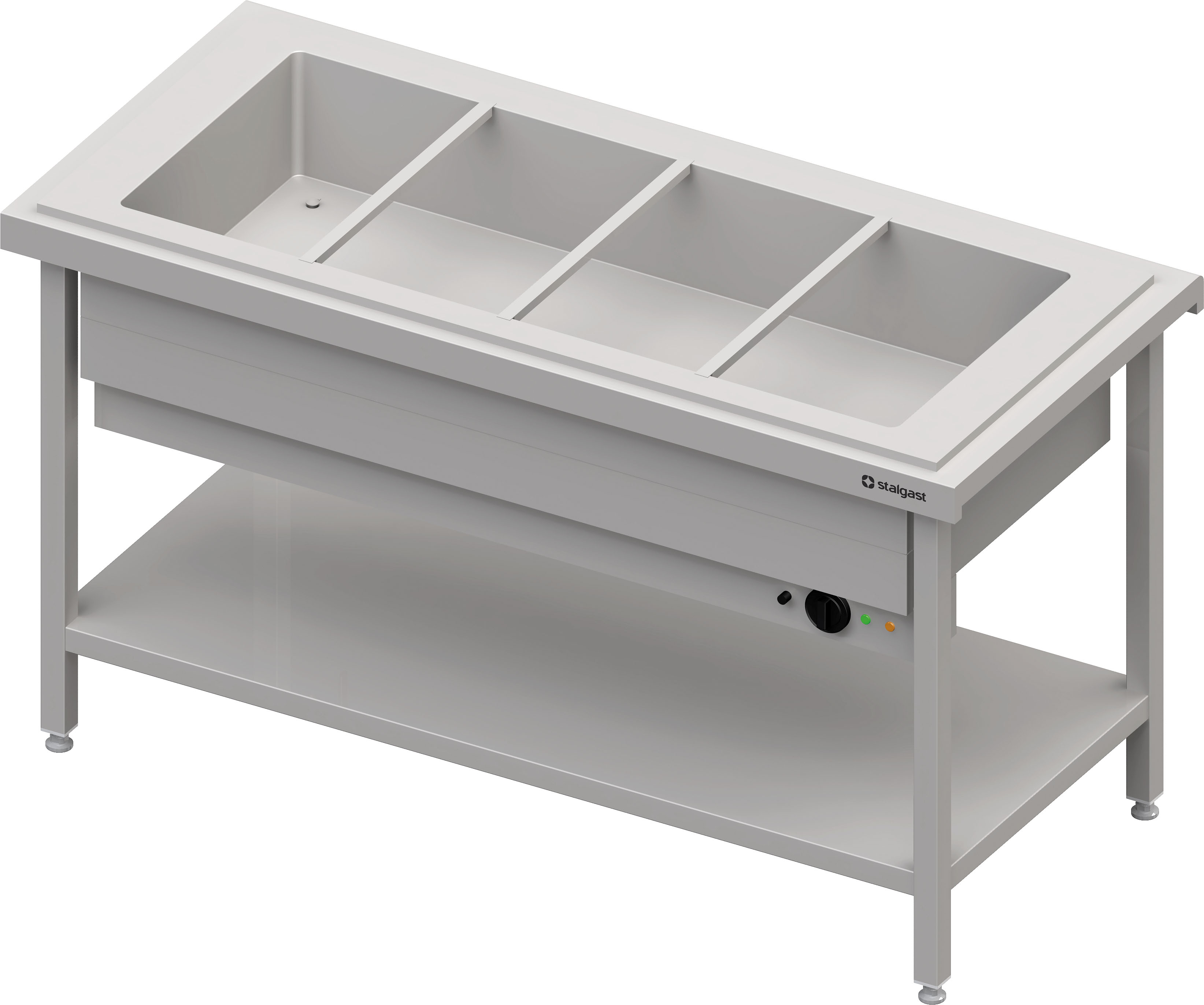 Warmausgabe mit einem Bain-Marie-Becken 4x GN1/1, 1570x750x880, Granitabdeckung "Standard G1"