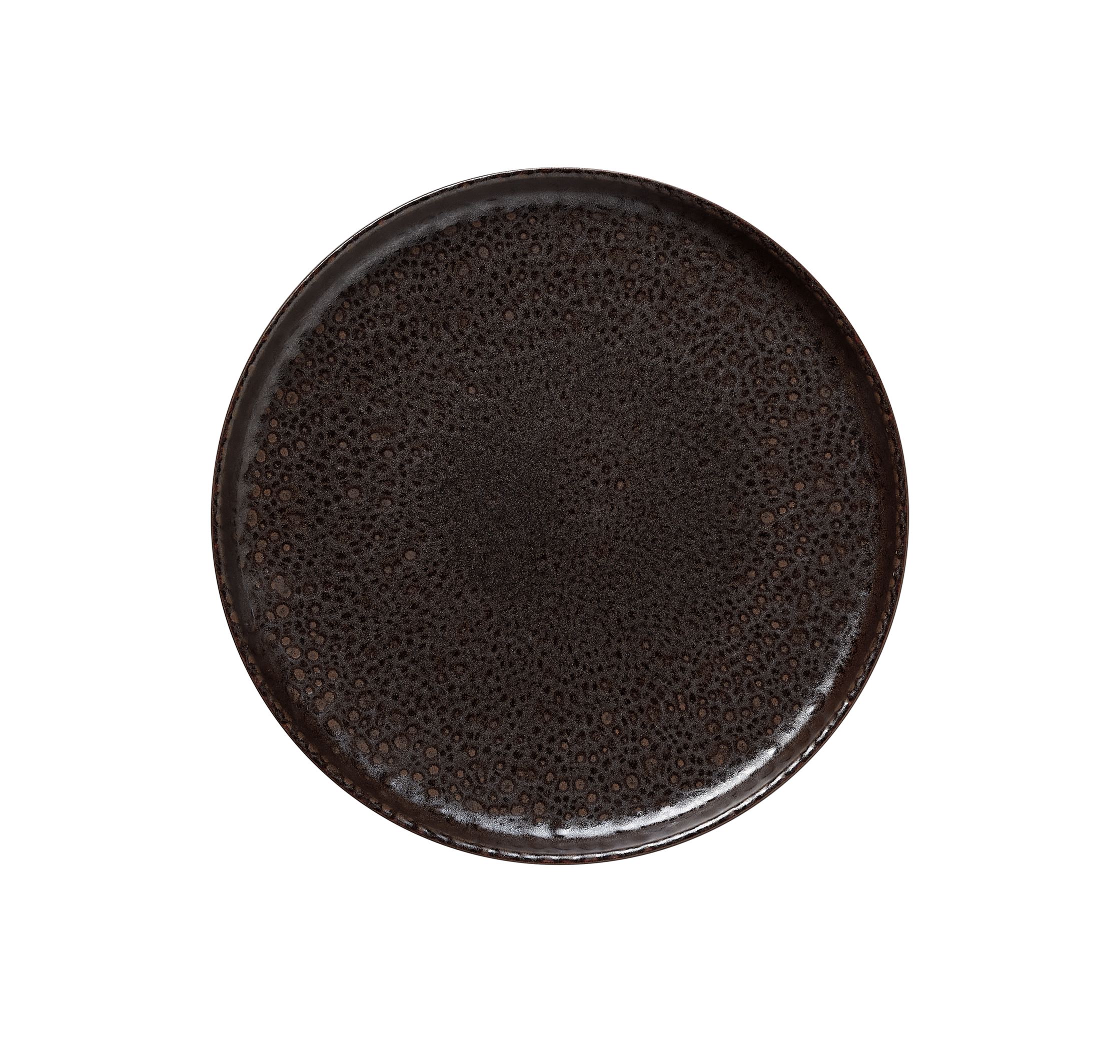 ROCKZZERO® Teller, flach, Ø 28 cm, Serie metallic brown, Steinzeug