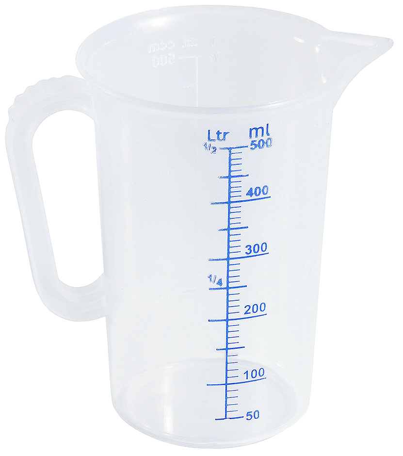 Messbecher Polypropylen - 0,50 Liter - Ø oben 9,0 cm - Höhe 13,5 cm